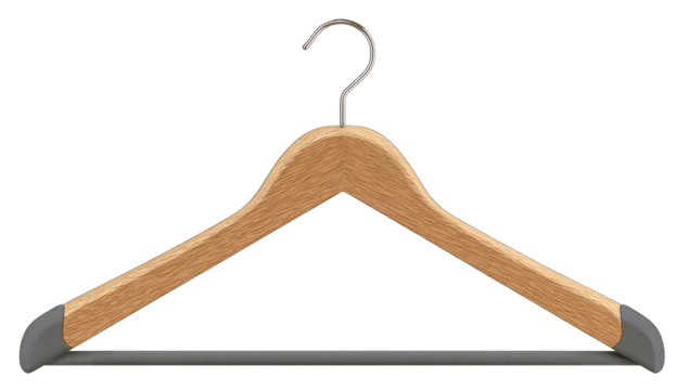 Wooden coat hanger with dark gray bar