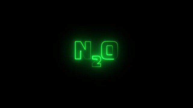 Glowing neon Nitrous Oxide gas (n2o) perple color animation on a black background.