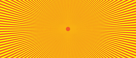 Vibrant yellow and pink psychedelic radial pattern with geometric center