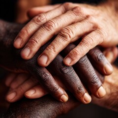 Fototapeta premium Diverse Hands Intertwined In Support