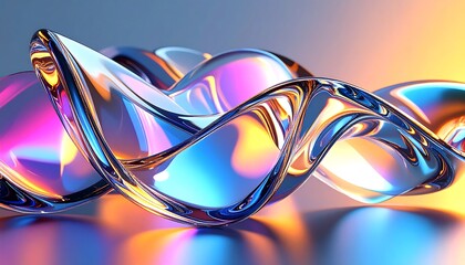 Abstract Glass Sculpture with Rainbow Reflections and Soft Gradient Light.