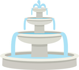 Simple Flat Style Three Tier Fountain with Flowing Water Element