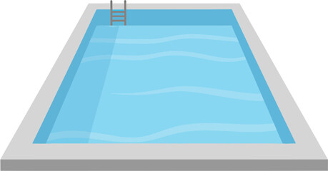 Simple Flat Design Illustration of Swimming Pool with Ladder Element