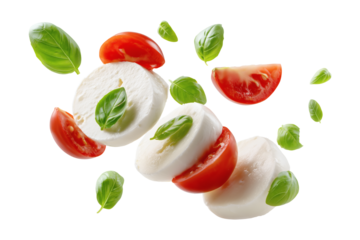 Mozzarella cheese slices isolated on transparent or white background, png