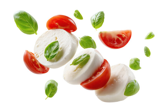 Mozzarella cheese slices isolated on transparent or white background, png