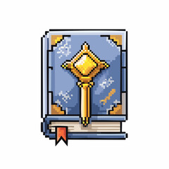 Pixel Ancient Blue Book with Golden Symbol RPG Asset