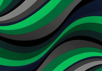 Abstract flowing wavy lines in shades of green gray and black creating a dynamic modern background pattern