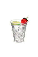 Alcoholic drink with lemon and cherry isolated on white background
