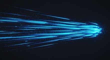 Dynamic Blue Light Trails on Dark Background