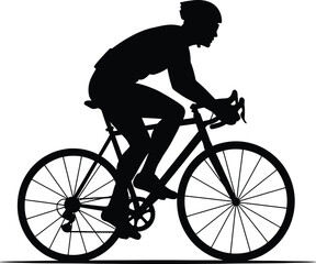 Sporty Cyclist Silhouette Vector Illustration