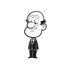 Old man with formal suit black and white vector illustration for classic portrait artwork design

