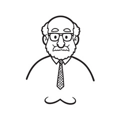 Old man with formal suit black and white vector illustration for classic portrait artwork design


