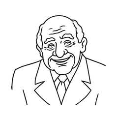 Old man with formal suit black and white vector illustration for classic portrait artwork design

