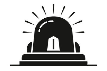 Black Silhouette of a Siren with Light Rays Emanating, Emergency Vehicle Style