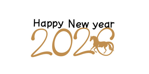 2026 new year illustration. Chinese new year decoration with 2026, zodiac, a horse. New year banner. Vector illustration.