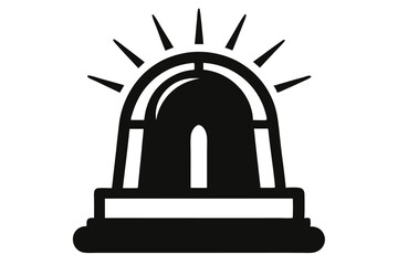 Black Emergency Siren Icon, Warning Light, Vehicle Signal, Emergency Beacon Illustration