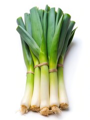 leeks on white background
