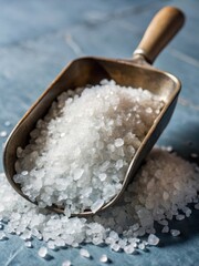 Shovel filled with freshly harvested sea salt