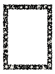 Halloween frame border with spooky elements illustrated in a minimal and fun style, perfect for Halloween designs and prints