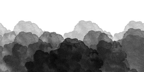 Fototapeta premium Isolated fluffy dark cloud against a stark white background. 