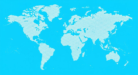 Obraz premium Light blue world map with continents on a vibrant aqua textured background. Global geography for education and design.
