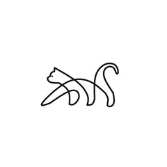 Minimalist vector line art of a playful cat. Simple continuous outline design, perfect for logos, icons, prints, stickers, and modern graphic projects.