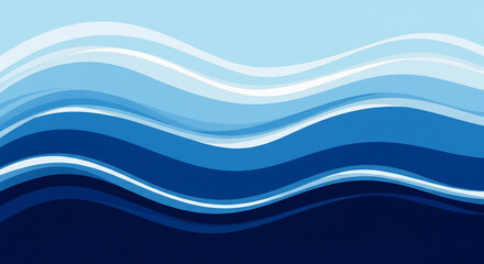 Fototapeta premium Abstract blue waves background with smooth flowing gradient shades of deep ocean water. Modern wavy lines design texture graphic.