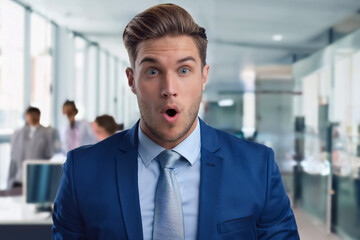 Obraz premium Mann im Büro verblüfft