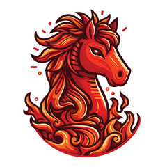 Illustration of a red horse on a white background