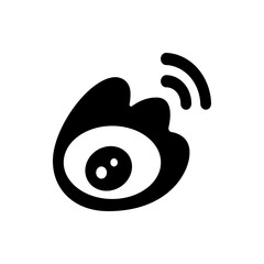 Abstract black and white eye shape with signal waves emanating from the top right corner design element