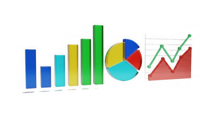 Colorful 3d Charts Graphs Set