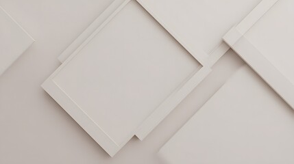 Minimalist composition of rectangular objects in neutral tones, abstract technology representation.