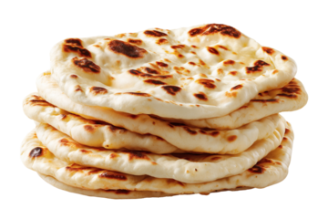 Naan breads isolated on transparent or white background, png