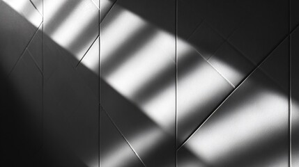 High-contrast diagonal shadows on partially tiled wall