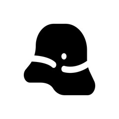 Black silhouette of an abstract person icon with a round head and stylized body shape on white background