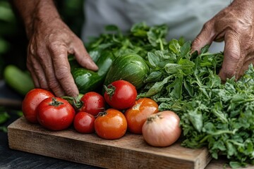 Man eating fresh vegetables for healthy lifestyle