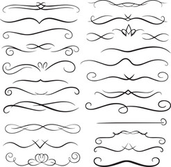 Vector illustration calligraphic design elements and page decoration on white background.	