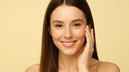 Beautiful lady posing for skin commercial.