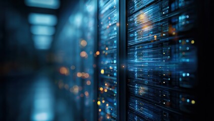 Obraz premium Server Room: Data Center Network Technology