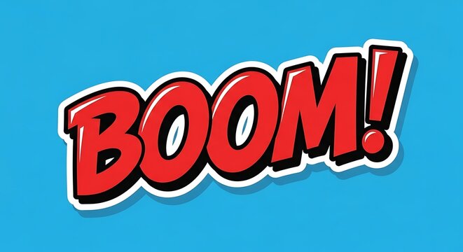 Boom comic book sound effect text in pop art style. - Powered by Adobe