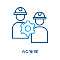 Worker Icon Outline Color Style. Vector Illustration For Graphic Design