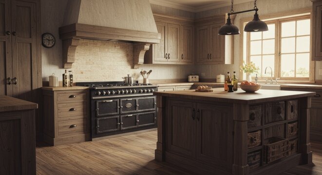Cozy Kitchen Interior with Rustic Charm and Natural Light