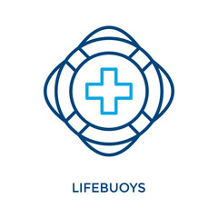 Obraz premium Lifebuoys Icon Outline Color Style. Vector Illustration For Graphic Design