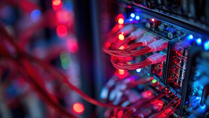 Intricate Network Infrastructure: A Close-Up of Data Center Cables and Connections