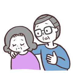 慰める老夫婦のイラスト
