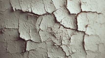 Close-up view of cracked and peeling textured surface in neutral tones