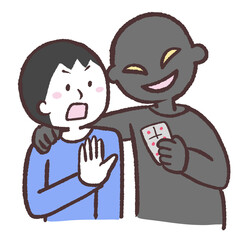 薬物を断る男性のイラスト