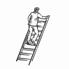 Person Climbing Up a Ladder in a Minimalist Style, Symbolizing Progress and Ambition in Personal Growth
