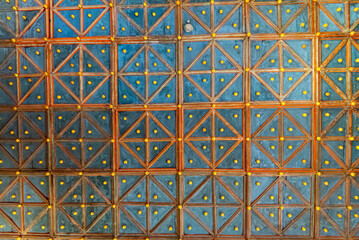 Obraz premium Wooden Ceiling with Blue Paint
