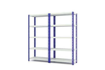 Empty rack storage, Medium rack, Shelf industrial, 3D rendering.